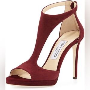 Jimmy Choo Lana 100 in Suede Bordeaux